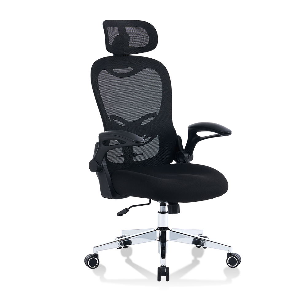 5140 Musta/valkoinen ergonominen mesh -toimistotuoli, korkea takaosa tietokonetuoli