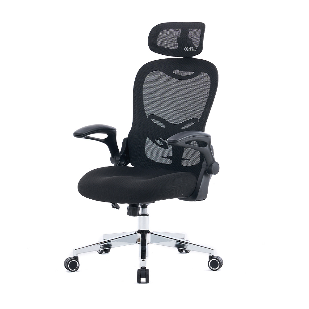 5140 Musta/valkoinen ergonominen verkkotuoli, korkeaselkäinen tietokonetuoli
