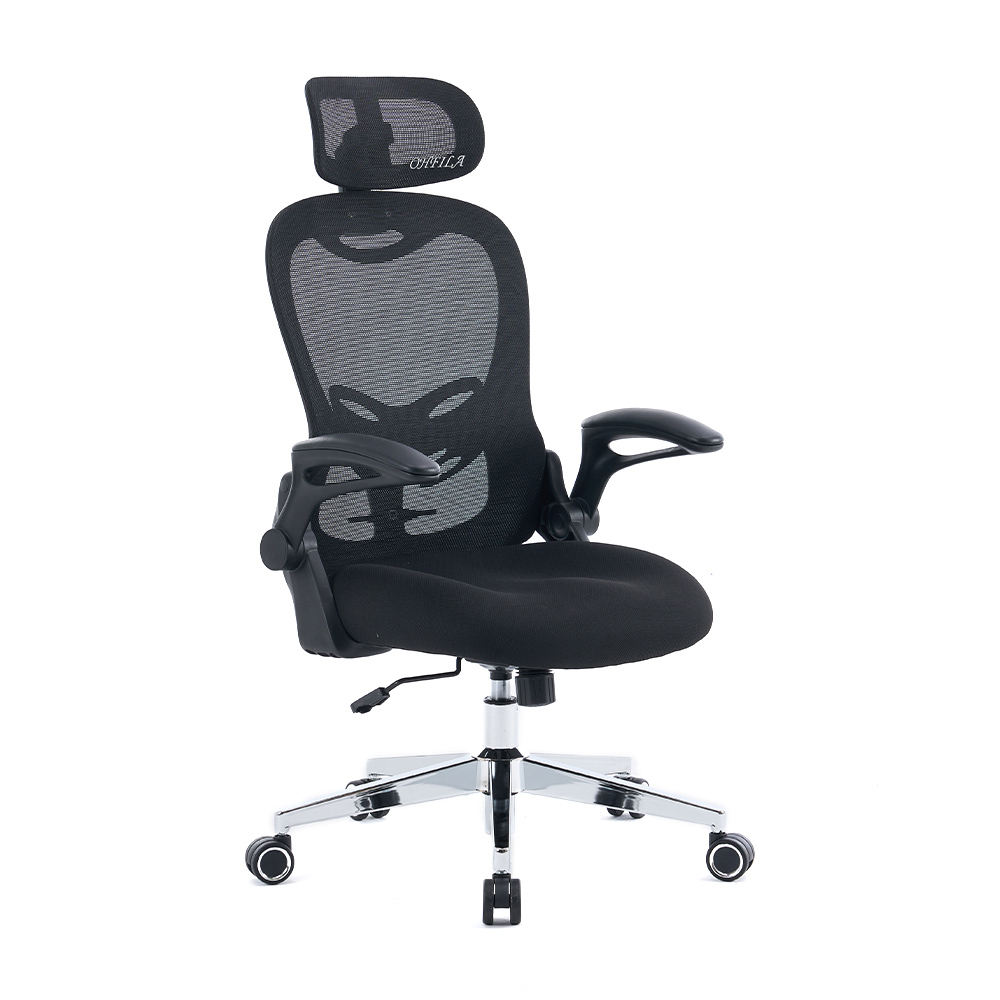 5140 Musta/valkoinen ergonominen verkkotuoli, korkeaselkäinen tietokonetuoli